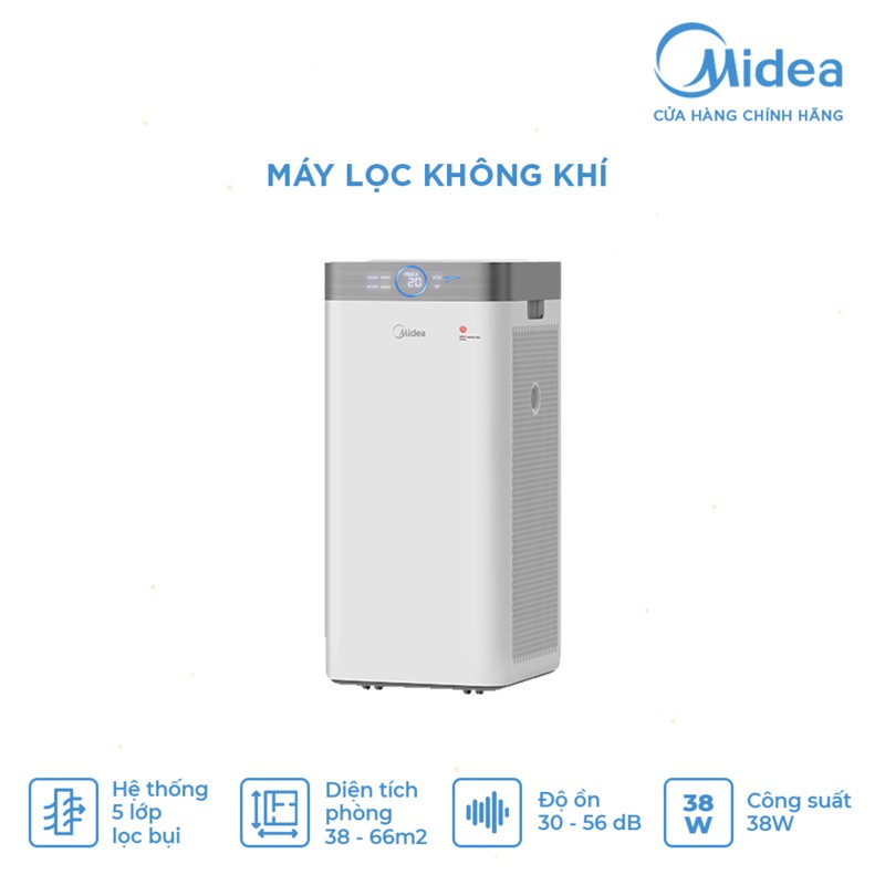 Máy lọc không khí 38W Midea MAP-550GJA32 (Diệt Khuẩn, Phòng 70m2) - Hàng chính hãng bảo hành điện tử 1 năm