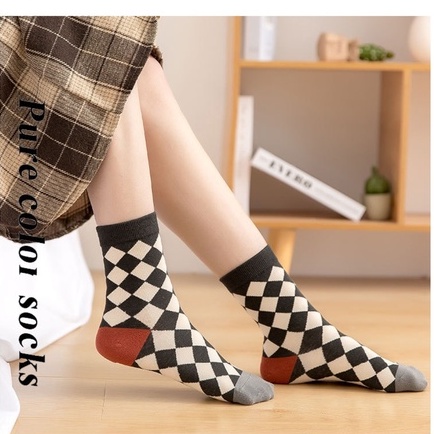 Vớ tất cổ cao hình bông hoa vinatge phong cách Hàn Quốc