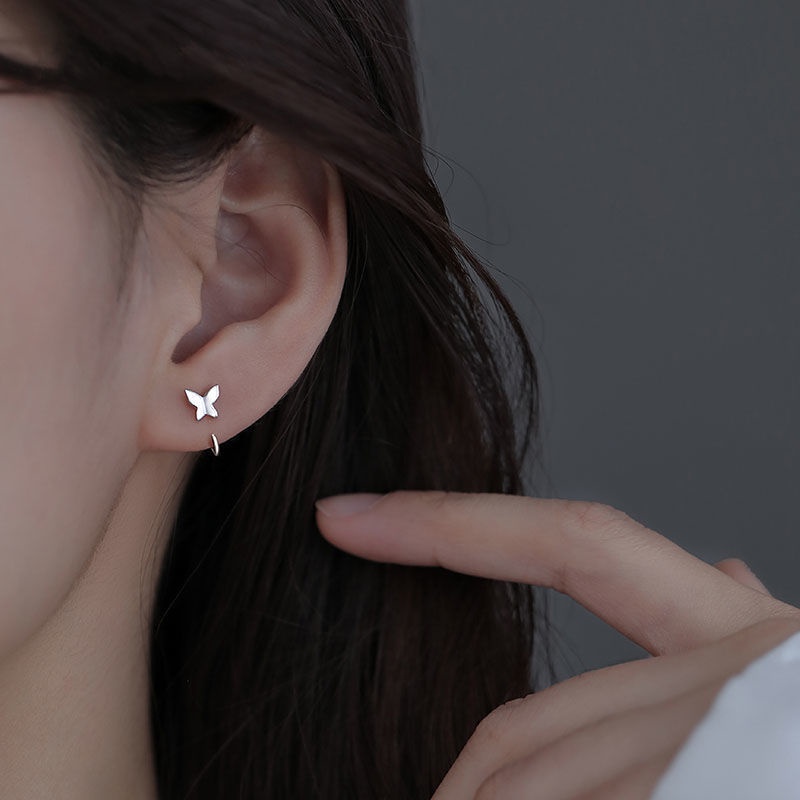 Khuyên tai mặt hình bươm bướm phong cách Hàn Quốc đơn giản mẫu 2021 thời trang dành cho nữ