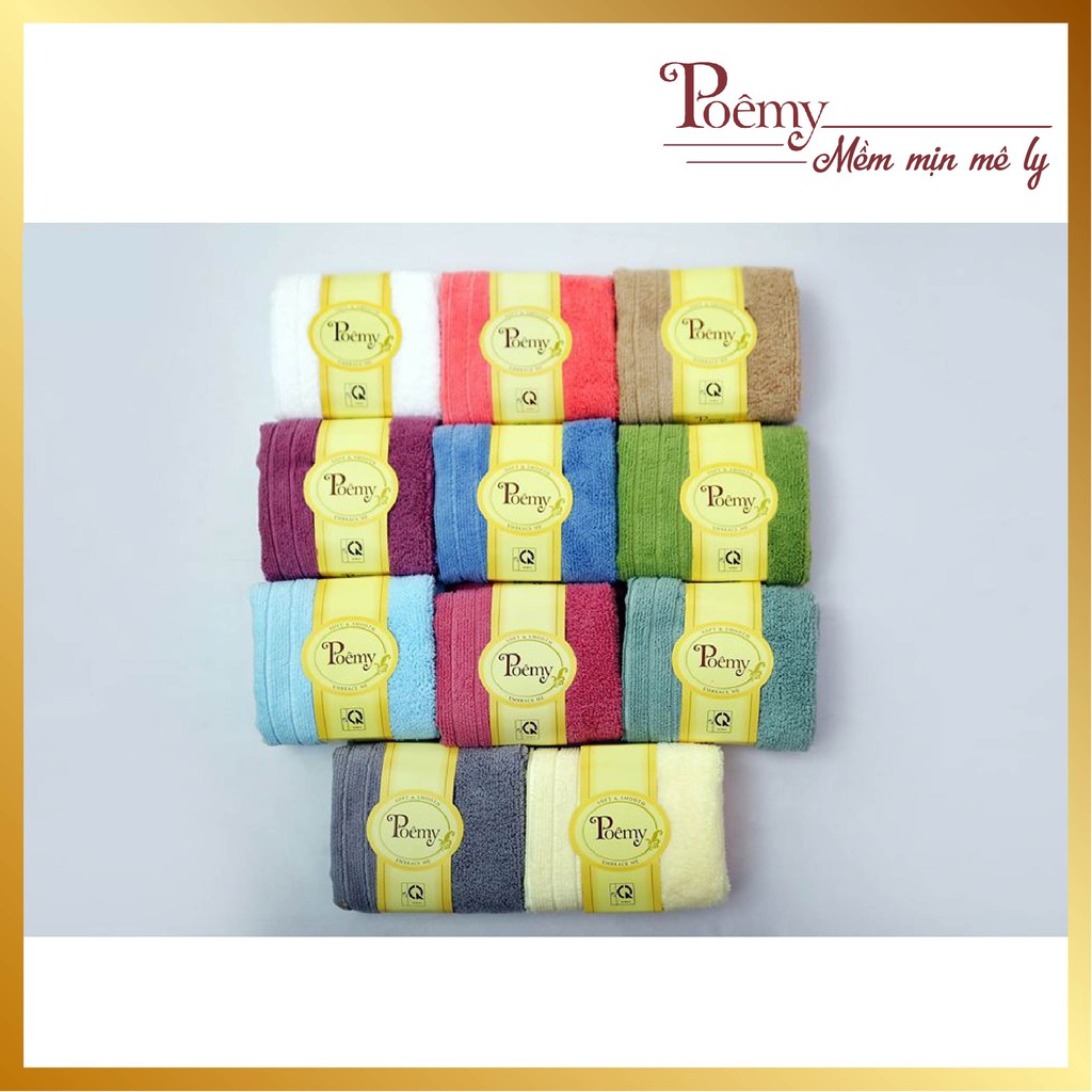 Khăn mặt vuông Poêmy sọc gân vuông 29x29cm- Khăn mặt trẻ em Poêmy cao cấp
