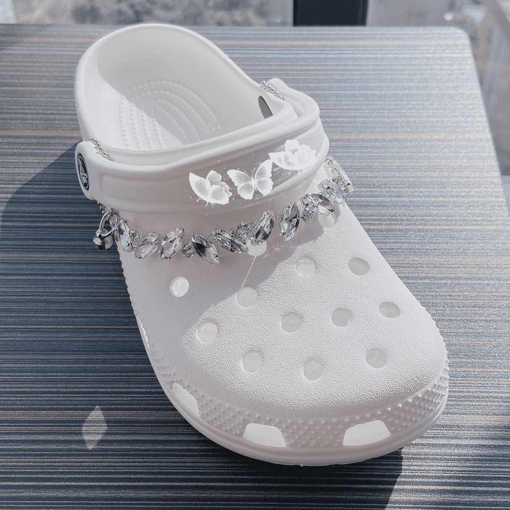 Chuỗi Dây Xích Kim Loại Đính Đá Kim Cương Ngọc Trai Thời Trang Trang Trí Giày Dép Quai Xích