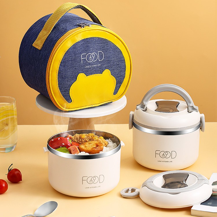 Cặp lồng. cà mên, hộp đựng cơm FOOD ruột inox 304 giữ nhiệt lên đến 6h , dung tích 1080ml