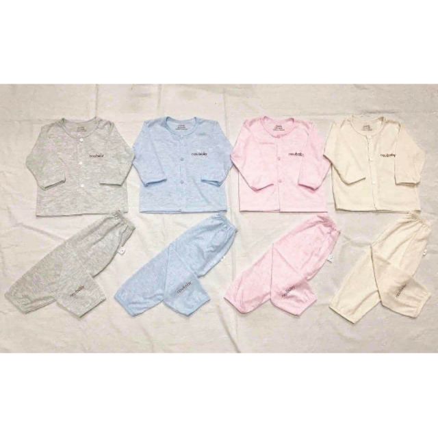 Combo 3 bộ Noubaby trơn dài tay cotton loang