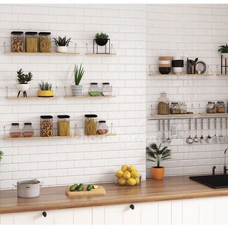 Kệ gỗ thông treo tường trang trí Hàn Quốc, gỗ thông nguyên miếng Newzealand, móc sắt treo sơn tĩnh điện