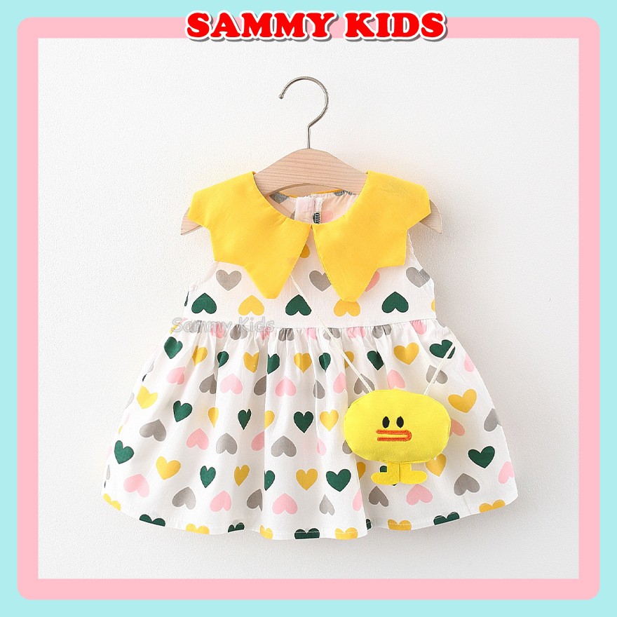 Váy bé gái mùa hè cao cấp siêu xinh dễ thương trái tim tặng kèm túi vịt Sammy kids GV31
