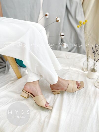 Giày guốc nữ quai ngang chạy chỉ giữa 3cm thời trang MYSS - SU113