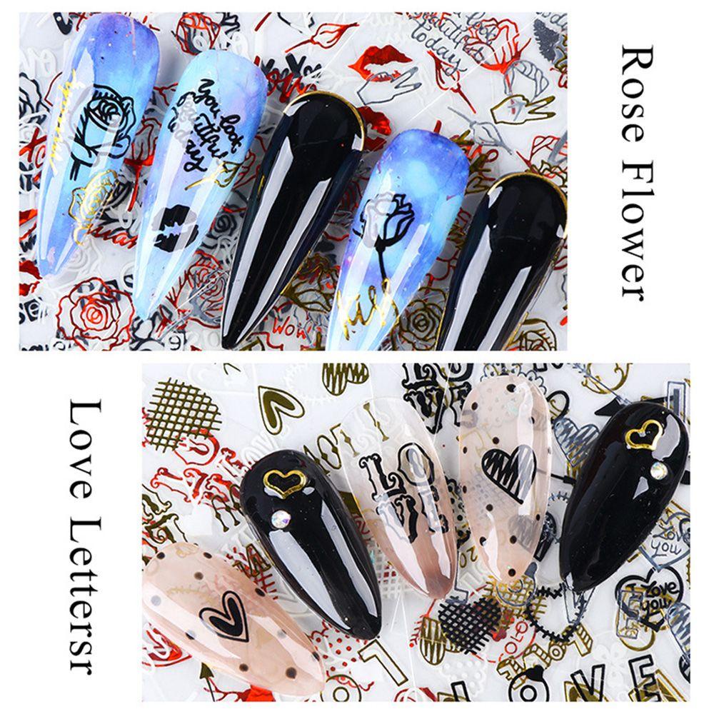 .Miếng Dán Trang Trí Móng Tay Hình Trái Tim Phối Chữ Love Xinh Xắn