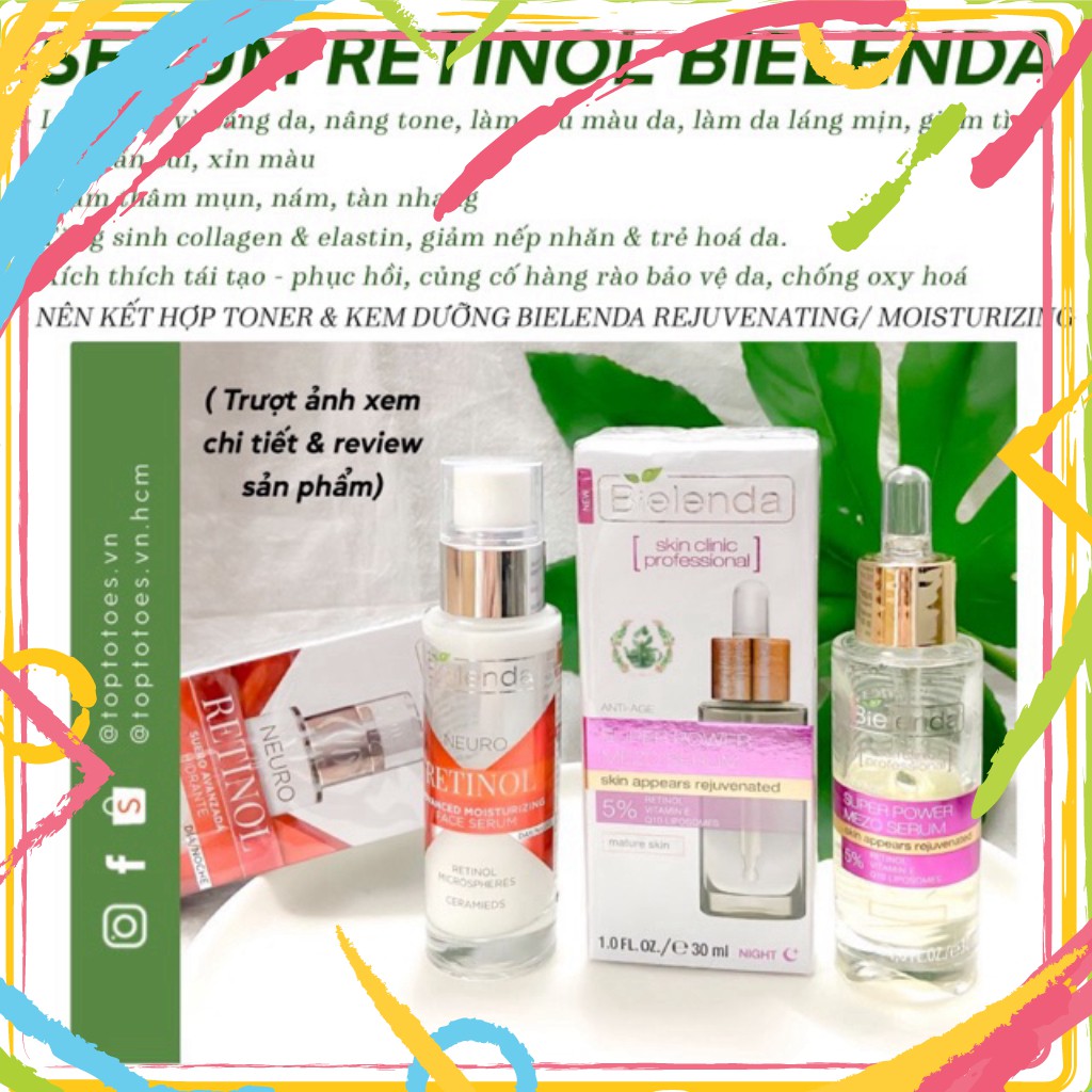 Serum Retinol Bielenda Neuro/ Mezo Skin Clinic trẻ hoá, làm da căng bóng, mờ thâm sẹo