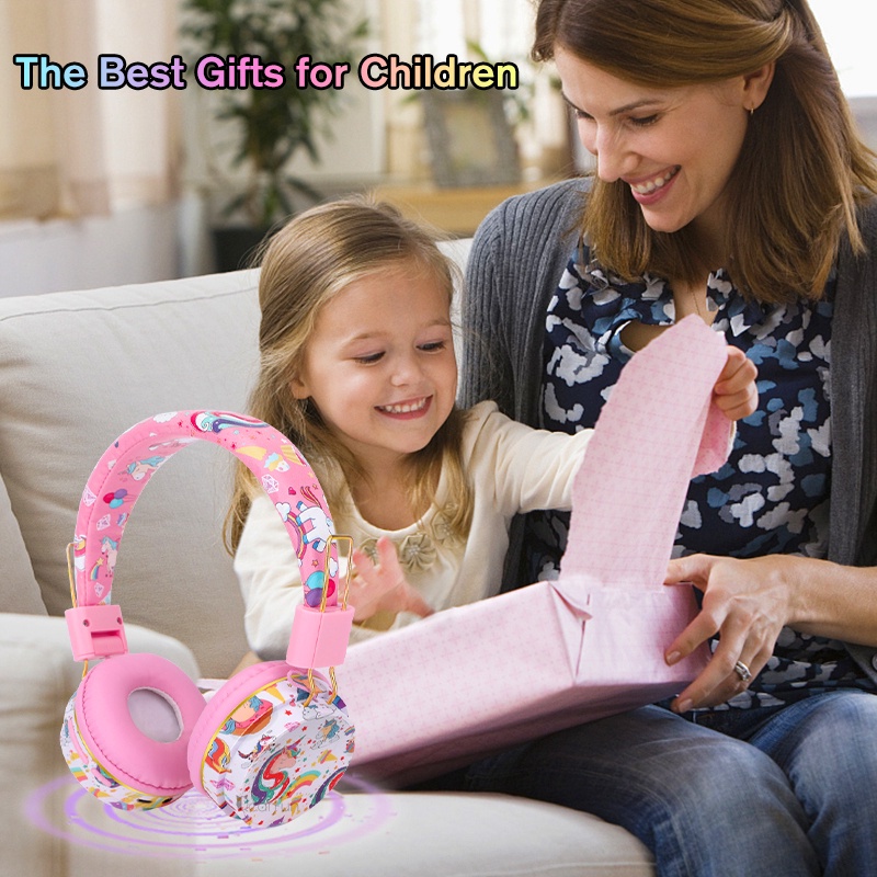 Tai Nghe Bluetooth Không Dây Hình Kỳ Lân 3D Dễ Thương Kèm Mic Cho Bé Gái