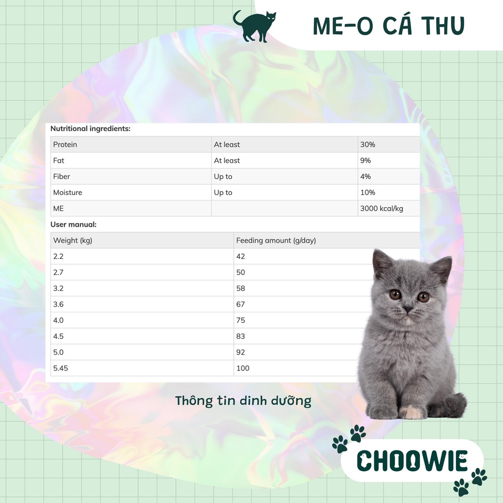 Hạt Me-O Cá Thu 350 gr, 1.2 kg dành cho mèo Choowie Pet Shop