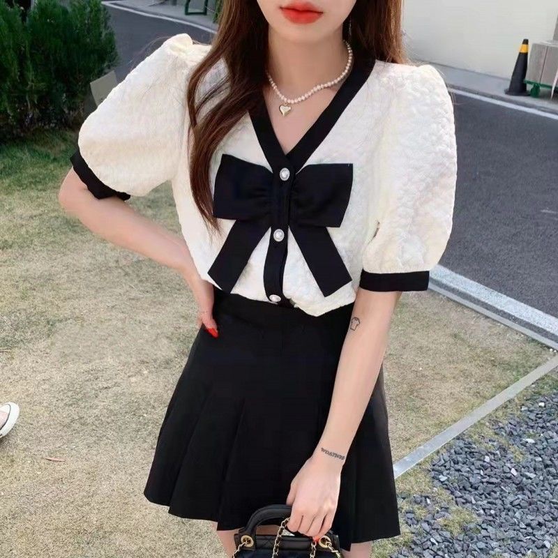 Plus Áo Sơ Mi Tay Ngắn Cổ Chữ V Dáng Rộng Phong Cách Retro Dành Cho Nữ