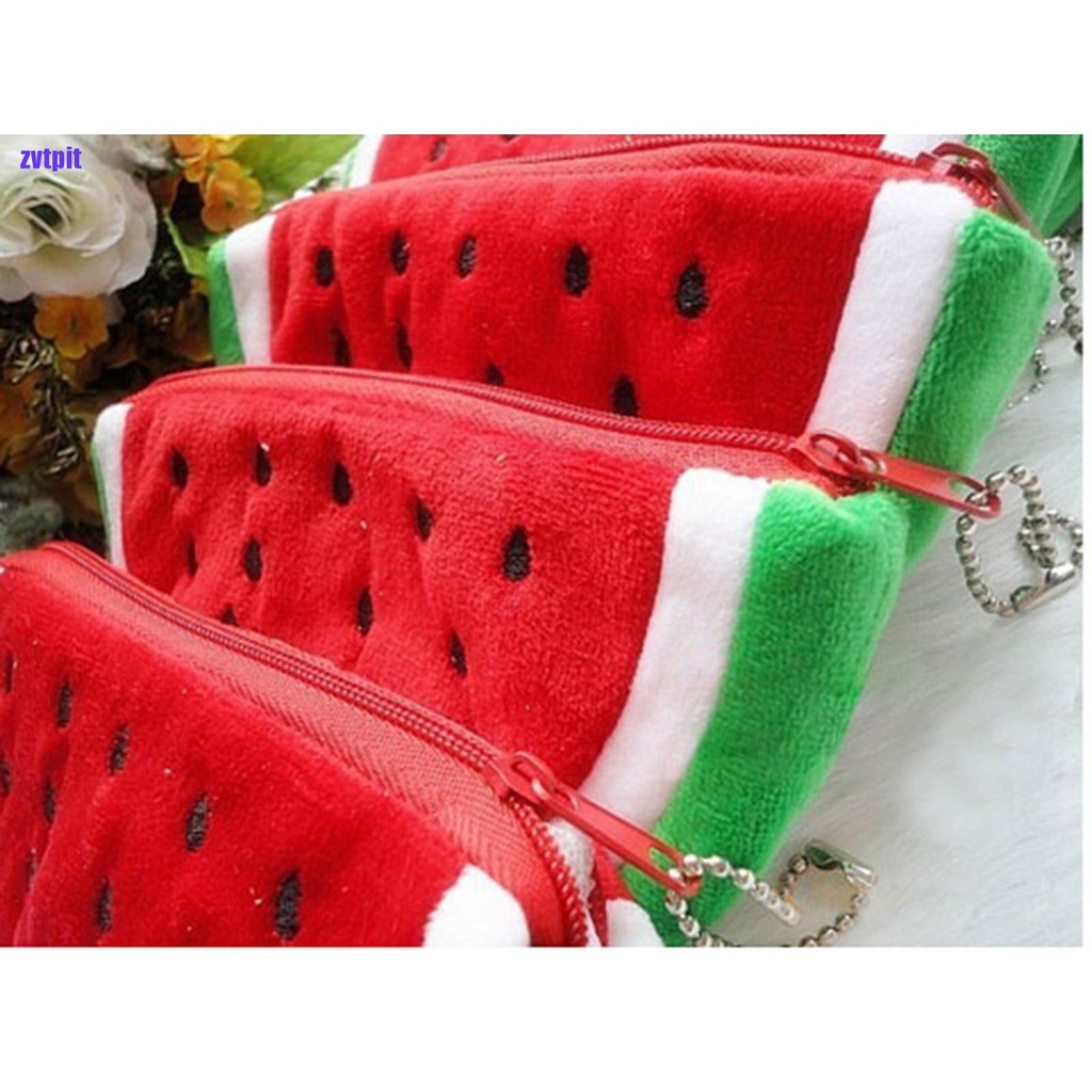 Ví Đựng Tiền Hình Dưa Hấu Đỏ Nhồi Bông Dễ Thương