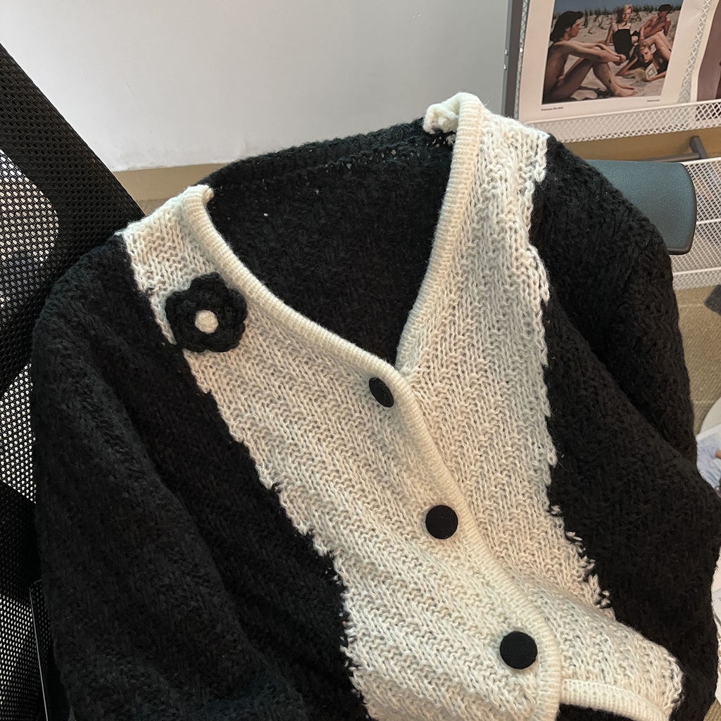 Áo Khoác cardigan Dệt Kim Cổ Chữ v Màu Trắng Xanh Thời Trang Cho Nữ