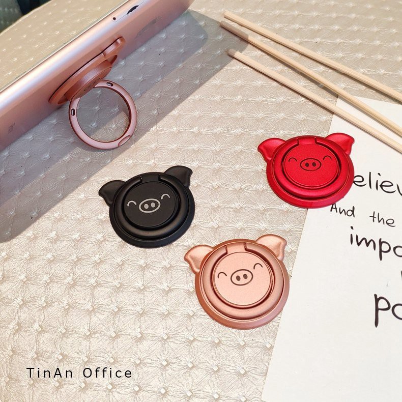 Giá Đỡ Điện Thoại Hình Heo Siêu Dễ Thương, Giá đỡ dạng nhẫn đa chức năng cho điện thoại di động