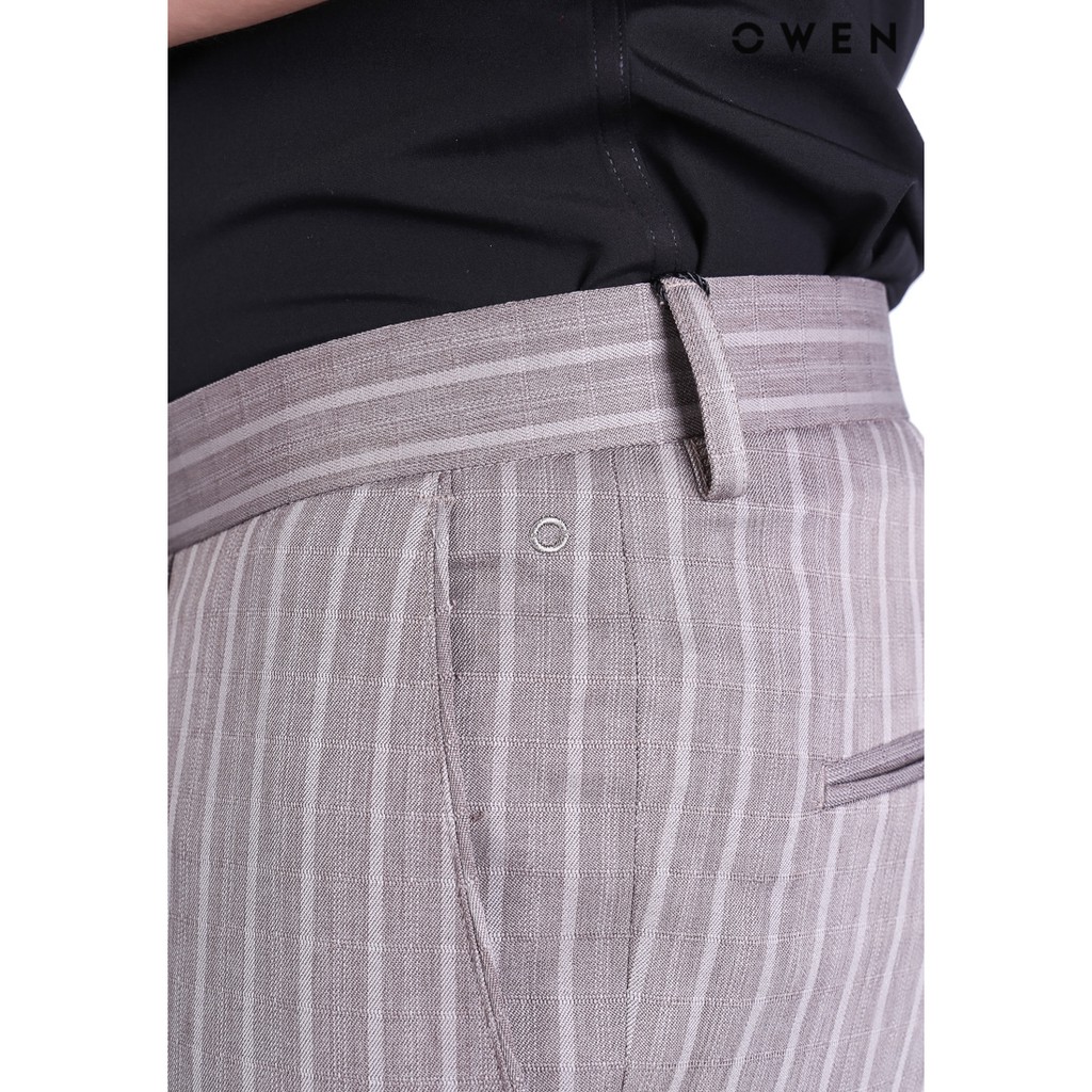 Quần tây nam Owen Slimfit màu nâu sọc - QS91262-KE