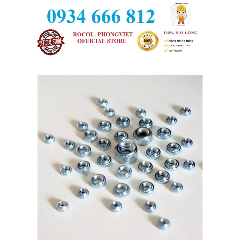 Set 50c tán dập Pem M3, M4,M5,M6,M8 thép mạ