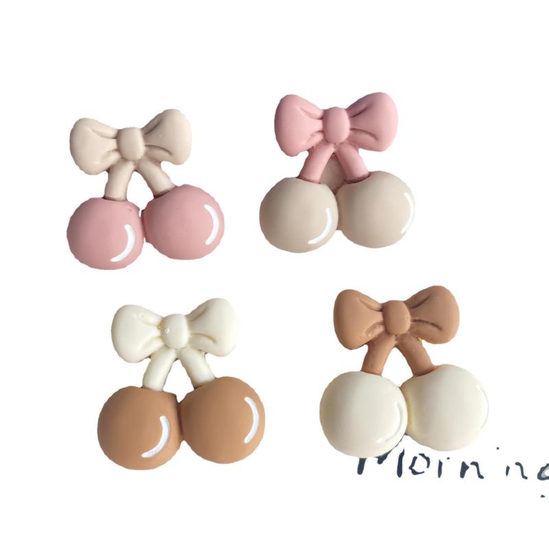 Set 10 Nút Thắt Hình Ly Cà Phê / Trà Sữa / Cherry / Nơ Diy Bằng Nhựa Resin Để Trang Trí Ốp Điện Thoại