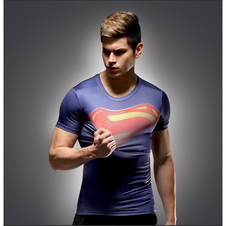 Năm 2021 Bán nóng Marvel Superhero T-shirt Đàn ông 3D In thời trang Mùa hè Ngắn tay Áo phông Nén Thể hình Nhanh khô Quần áo Đàn ông