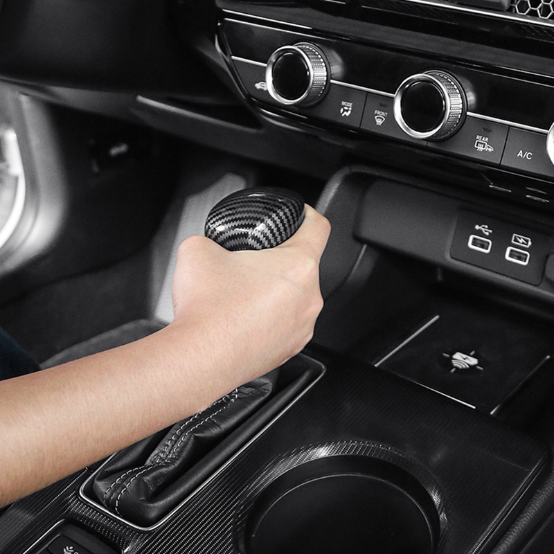 Bọc cần số xe hơi bằng sợi carbon màu đen cho Honda Civic 2022