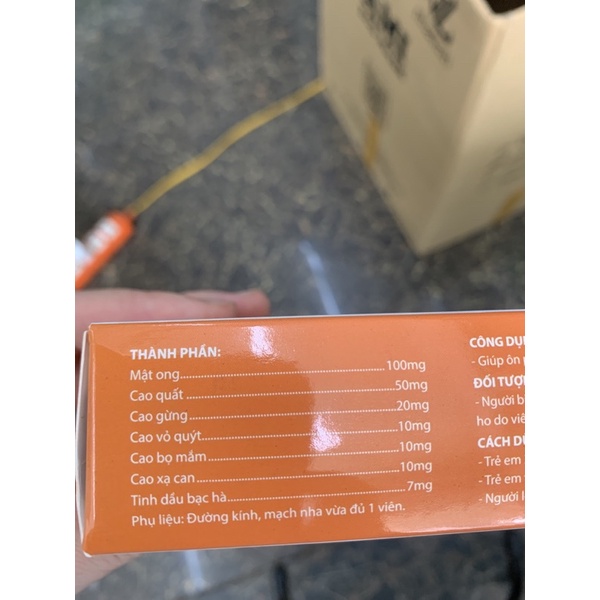 Viên ngậm quất gừng mật ong