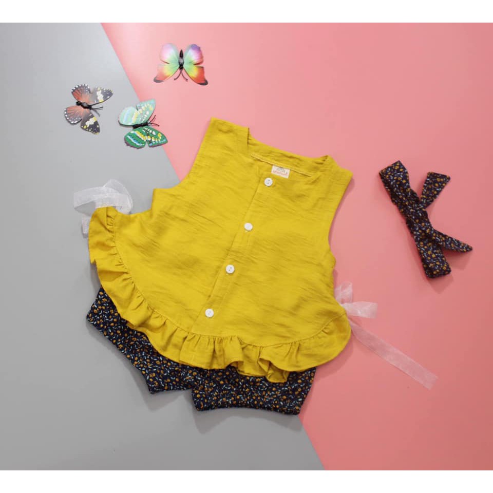 set bộ bé gái kèm nơ