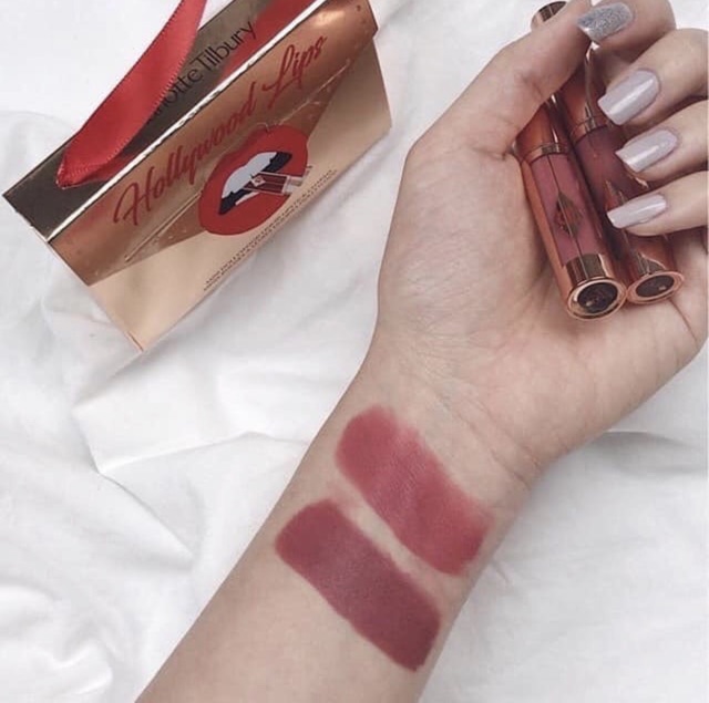 Set Son Charlotte Tilbury HollyWood Lips Matte Contour Liquid Lipstick - TOO BAD I'M BAD - SHOW GIRL (CHÍNH HÃNG Mỹ)