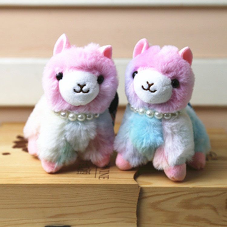 Móc khóa bông xù Lạc Đà Alpaca nhắm mắt 12cm - Alpaca sắc màu 10cm - Nhóc Bò Sữa ngồi bệt 10cm