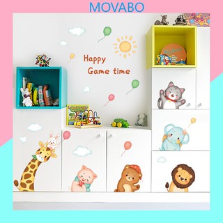 Decal dán tường trang trí phòng bé HAPPY GAME TIME kích thước 134x56cm
