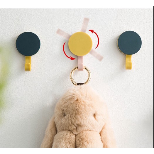 Set 3 Móc Treo Đồ Gắn Tường Màu Sắc Đơn Giản Xoay 360 Độ Tiện Dụng