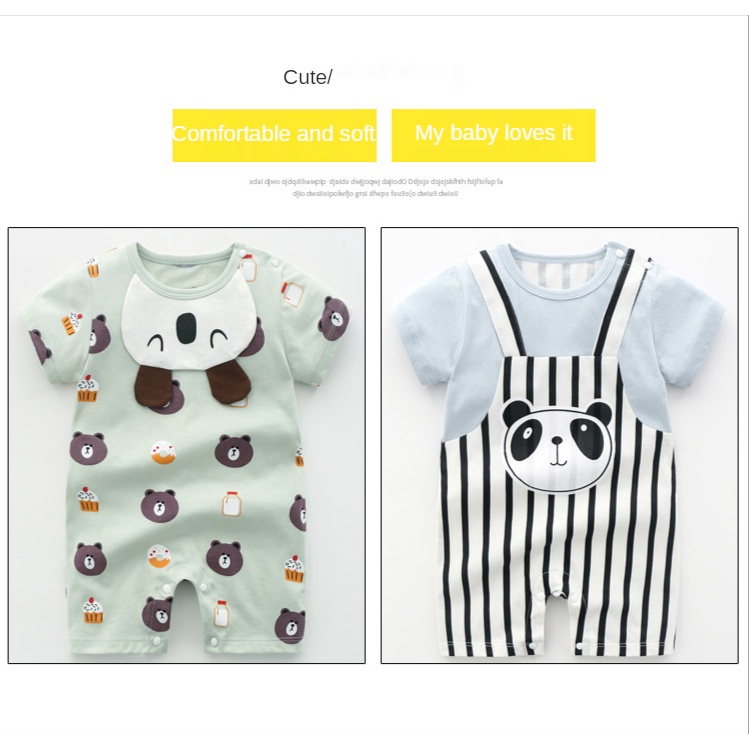 Bộ áo liền quần cotton hoạ tiết hoạt hình dễ thương cho bé yêu