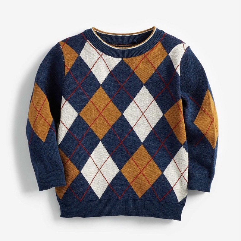 Áo len trám next phối xanh cho bé trai size từ 10-24 cân