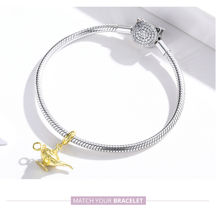 Phụ Kiện Charm Bamoer SCC1819 Bạc 925 Hình Đèn Thần Trang Trí Cho Trang Sức Thủ Công DIY