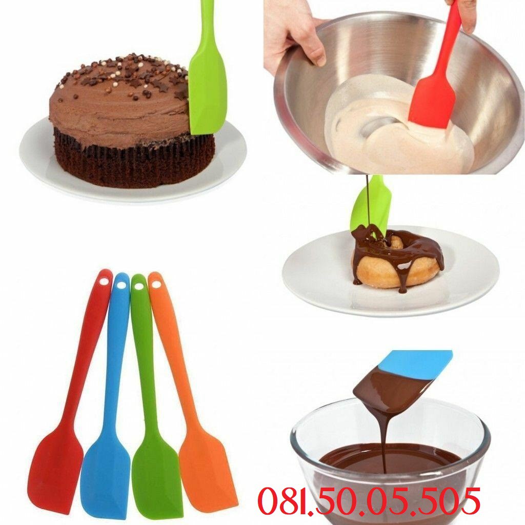 Dụng cụ làm bánh: Cây Spatula breadleaf - Phới dẹt trộn bột, đánh trứng silicon chịu nhiệt 21cm, 28cm