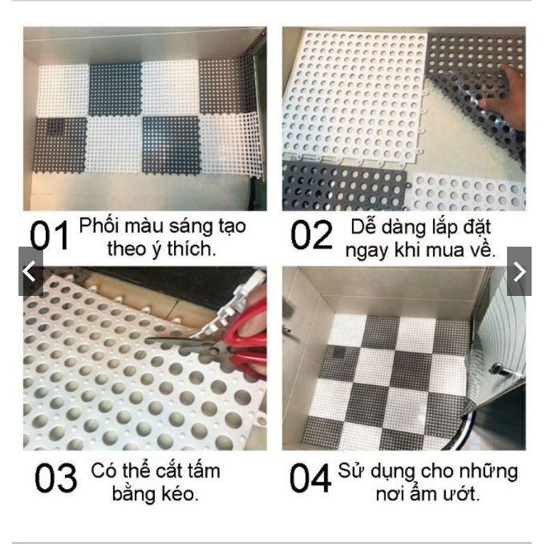 Thảm Trải Sàn nhà tắm, Chống Trơn trượt Nhà Tắm, Nhà VS, Thoát nước, Êm Chân, An Toàn cho Mọi Người Kt 30x30cm