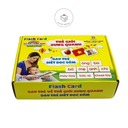 Bộ Thẻ Flashcard Thế giới xung quanh Song Ngữ 14 chủ đề theo Glenn Doman KT A5 BÌA VÀNG