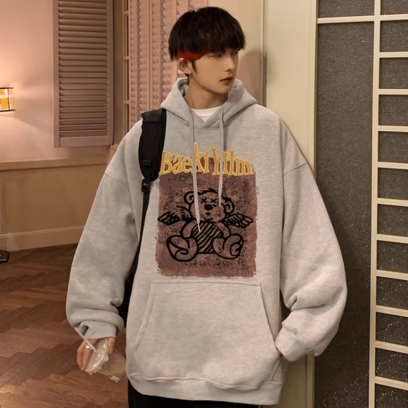 Áo hoodie Cỡ Lớn In Họa Tiết Hoạt Hình Phong Cách Hip Hop Đường Phố Hàn Quốc Chất Lượng Cao Cho Nam Và Nữ