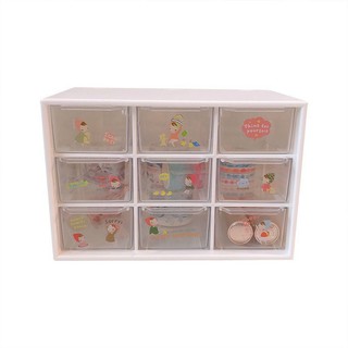 MVP1763 Tủ nhựa 9 ngăn trong suốt đựng đồ bàn học tiện lợi tặng kèm sticker