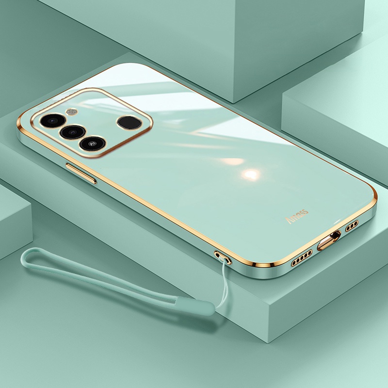 Ốp Điện Thoại Mềm Viền Thẳng Kèm Dây Đeo Cho Tecno Spark GO 2022 Spark 8C KG5 KG5j KG5k
