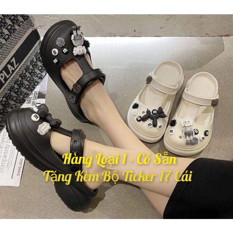 [ Tặng 17 sticker như ảnh ] Dép cross Sandal Đế Dày Siêu Nhẹ, Tặng kèm bộ hình gắn Kaws 3D  , hàng loại 1 , freeship