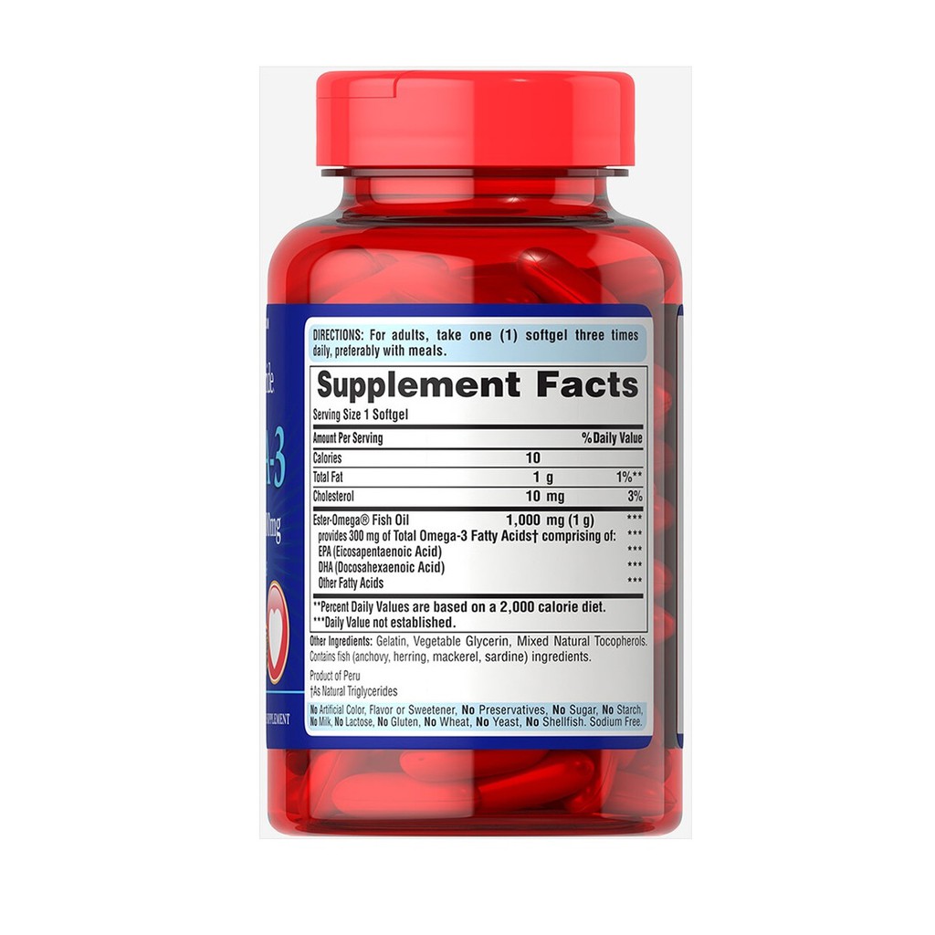 Dầu cá bổ sung EPA DHA bổ mắt, não, tim mạch, tăng cường hệ miễn dịch Puritan's Pride Omega 3 Fish Oil 1000mg | Thế Giới Skin Care