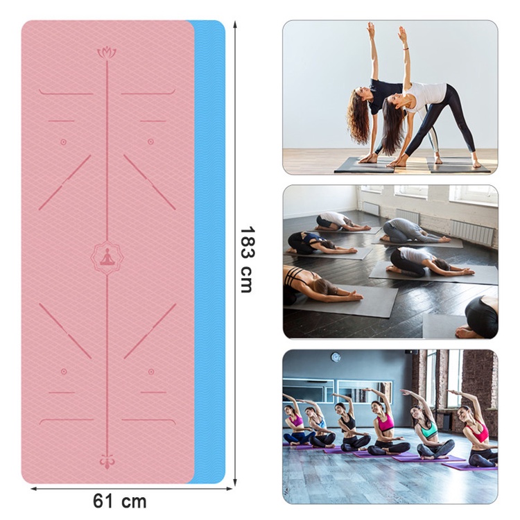 Thảm Tập Yoga, Gym Định Tuyến 8mm Gozin TPE 2 Lớp Tặng Kèm Túi Đựng