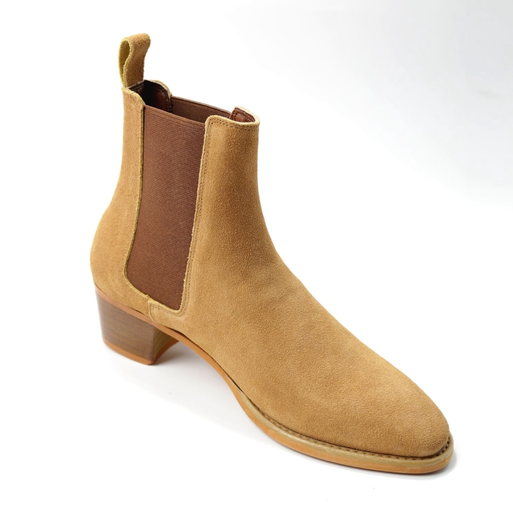 Giày Chelsea boots tobacco da bò cao cấp nhập khẩu handmade August shoes CB21V gót 5cm chính hãng bảo hành 12 tháng