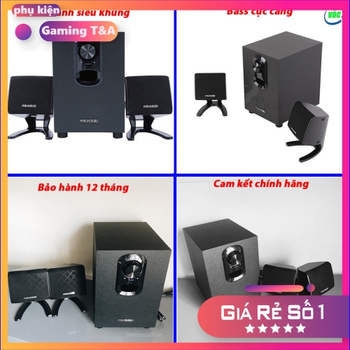 Loa vi tính Microlab M108 2.1 - Màu đen - Cam Kết Chính hãng - BH 12 tháng