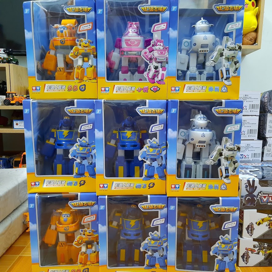 ROBOT BIẾN HÌNH SUPER WINGS kết hợp xe cứu hộ nhỏ mô hình Cảnh Sát Paul đội bay siêu đẳng