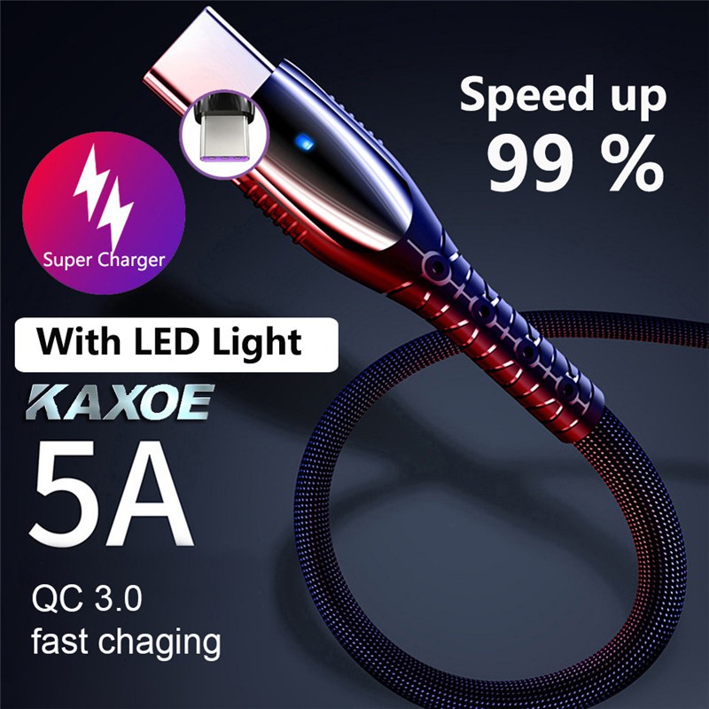 Dây cáp sạc nhanh Type C / Micro USB /dài 1.2 mét tích hợp đèn LED tiện dụng