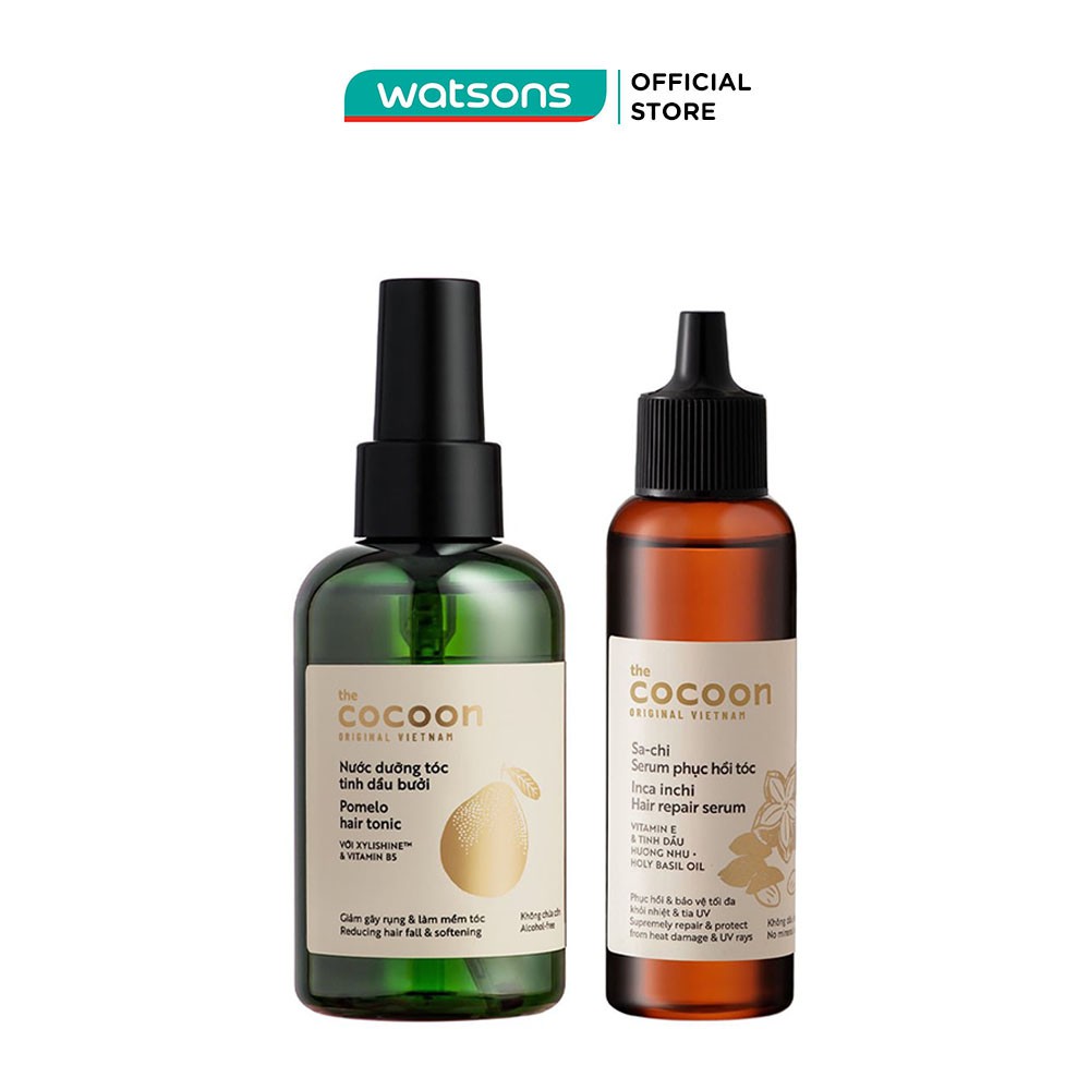 Combo Cocoon Chăm Sóc Tóc (Nước Dưỡng Tóc Tinh Dầu Bưởi 140ml + Serum Sa-Chi Phục Hồi Tóc 70ml) | BigBuy360 - bigbuy360.vn