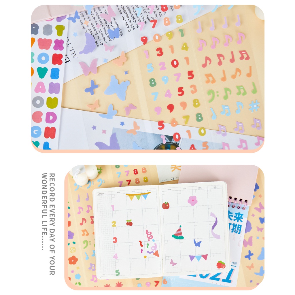 Flowertree Sticker Miếng dán nhiều màu sắc trang trí cho nhật ký
