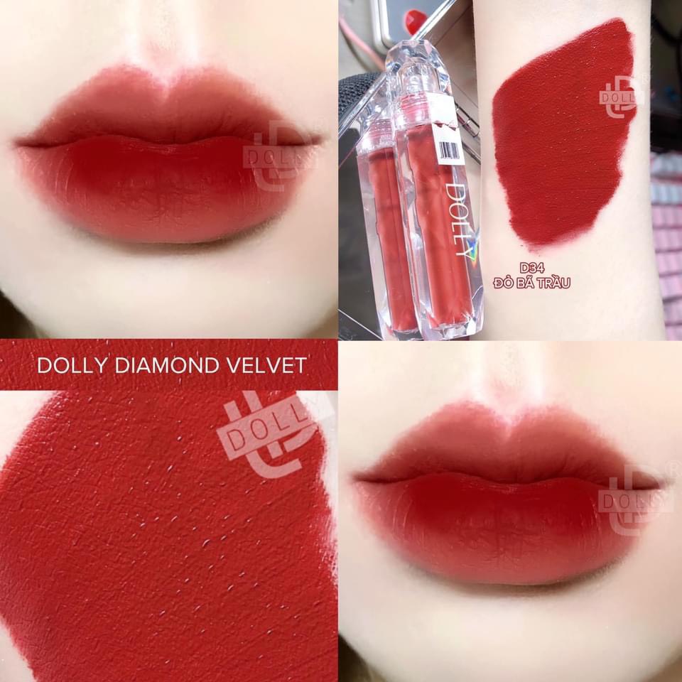 Son Kem Siêu Lì Không Chì Mềm Môi - Son Dolly Diamond Velvet Cao Cấp