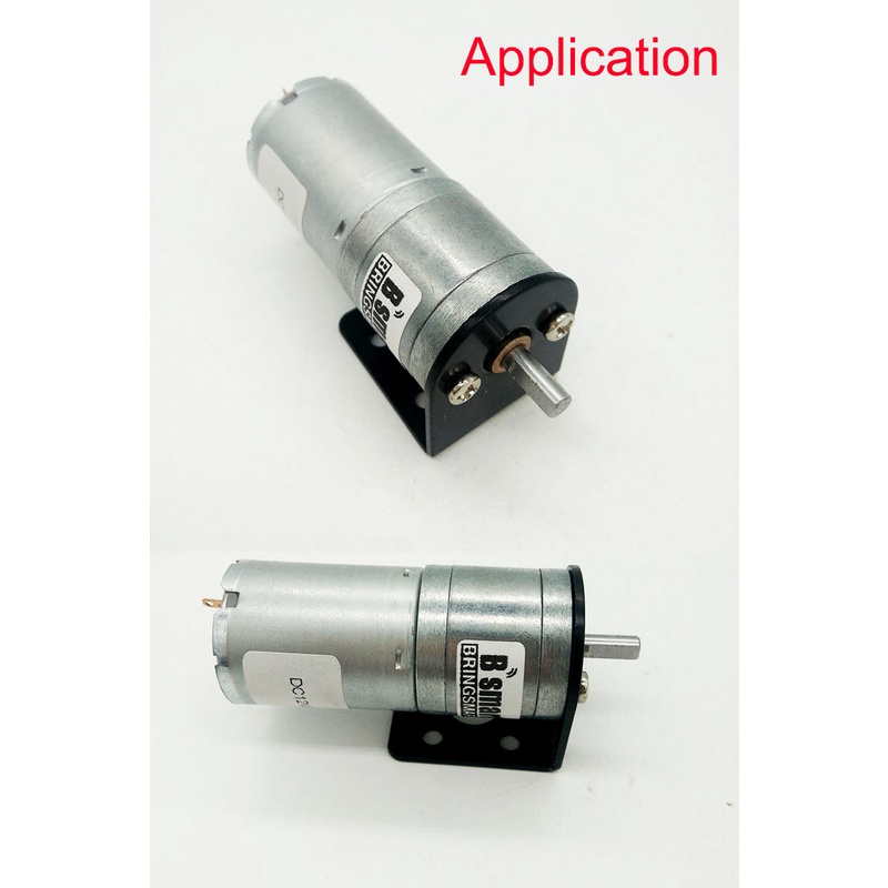 Động cơ giảm tốc 25mm (370 motor), Khung gắn, giá đỡ L cho động cơ giảm tốc 25mm, bằng thép sơn đen