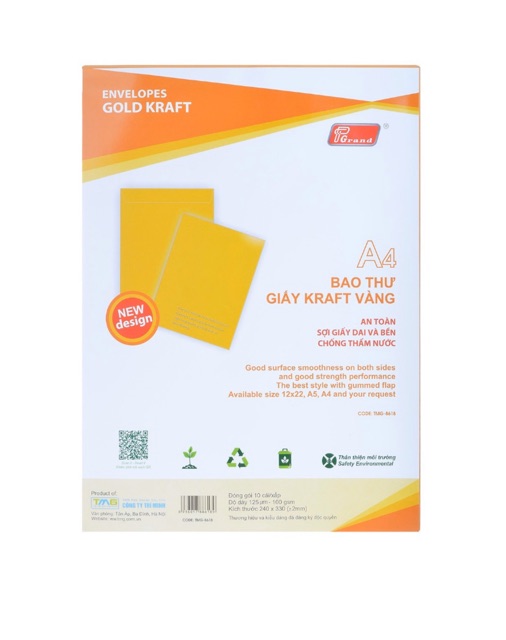 BAO THƯ VÀNG , TRẮNG A4 GRAND X/10c